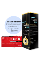 ZESTAW TESTOWY: 2 szt. soczewek EyeLove Exclusive PRO + płyn EyeLove Comfort PLUS 100 ml + pojemnik na soczewki